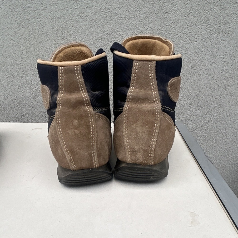 vintage Vasque Skywalk Gore-Tex hiking boots tan suede and navy blue 7.5 - Picture 4 of 9